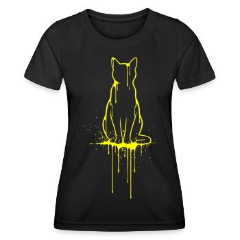 Katzen Silhouette Gold Optik  - Frauen Funktions-T-Shirt - Schwarz - Vorne - AI Model Female 172 light (172cm)