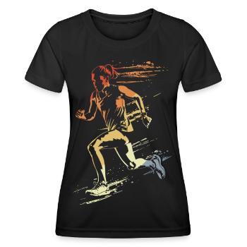Läuferin Retro-Stil - Frauen Funktions-T-Shirt - Schwarz - Vorne - AI Model Female 172 light (172cm)