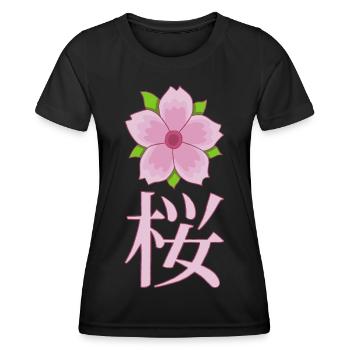 Japansk kirsebærblomst - Funktionsshirt til damer - sort - Foran - AI Model Female 172 light (172cm)