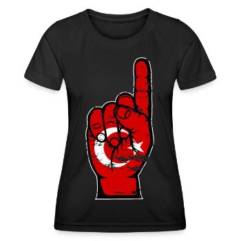 Turkey flag number 1 used - Women's Functional T-Shirt - black - Front - AI Model Female 172 light (172cm)