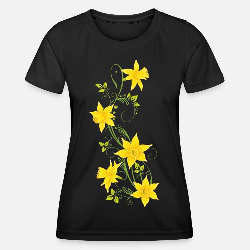 Easter, daffodils, daffodils, spring - Women's Functional T-Shirt - black
