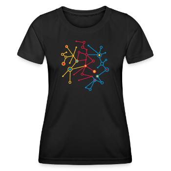 Molekül Muster - Frauen Funktions-T-Shirt - Schwarz - Vorne - AI Model Female 172 light (172cm)