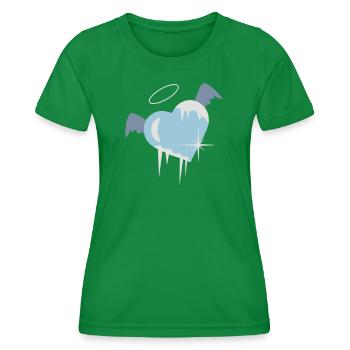Cold heart with a halo, wings and icicles - Women's Functional T-Shirt - kelly green - Front - AI Model Female 172 dark (172cm)