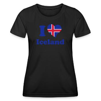 I love Iceland - J'aime l'Islande - T-shirt sport Femme - noir - Devant - AI Model Female 172 light (172cm)