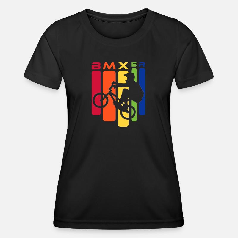 BMX Rainbow Stunt Silhouette - Women's Functional T-Shirt - black