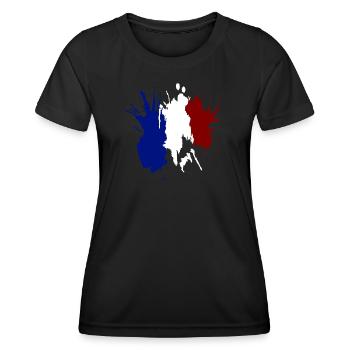 Drapeau Tricolore France - T-shirt sport Femme - noir - Devant - AI Model Female 172 light (172cm)