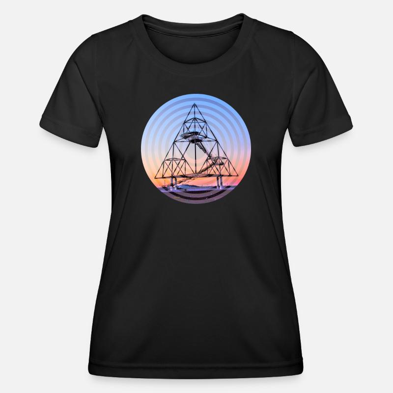 Tetrahedron circles - Women's Functional T-Shirt - black