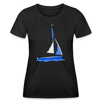 Sailboat in the water Blue - Women's Functional T-Shirt - black - Front - AI Model Female 172 light (172cm)