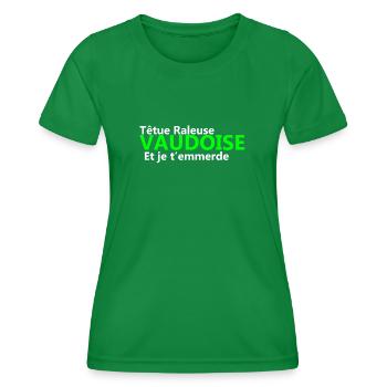 Stubborn grumpy Vaudoise - Women's Functional T-Shirt - kelly green - Front - AI Model Female 172 dark (172cm)