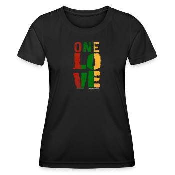 One Love Reggae Farbenband - Frauen Funktions-T-Shirt - Schwarz - Vorne - AI Model Female 172 light (172cm)
