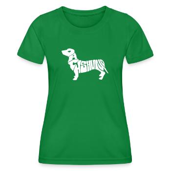 Dackel Wortkunst Wiener Hund T-Shirt-Design - Frauen Funktions-T-Shirt - Kelly Green - Vorne - AI Model Female 172 dark (172cm)