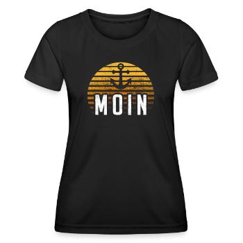 Moin Hamburg Anker Hamburger Hafen Fan Stadt HH - Frauen Funktions-T-Shirt - Schwarz - Vorne - AI Model Female 172 light (172cm)