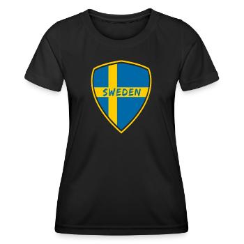 Schweden Wappen / Geschenk Skandinavien - Frauen Funktions-T-Shirt - Schwarz - Vorne - AI Model Female 172 light (172cm)