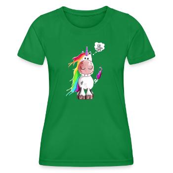 Einhorn grinst sich ein ab - Frauen Funktions-T-Shirt - Kelly Green - Vorne - AI Model Female 172 dark (172cm)