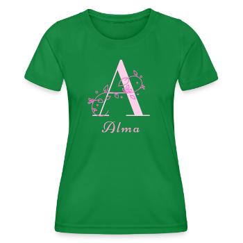 ALMA Namensshirt Blumen Buchstabe Damen - Frauen Funktions-T-Shirt - Kelly Green - Vorne - AI Model Female 172 dark (172cm)