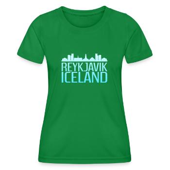 Reykjavik Icy Skyline Design - Women's Functional T-Shirt - kelly green - Front - AI Model Female 172 dark (172cm)