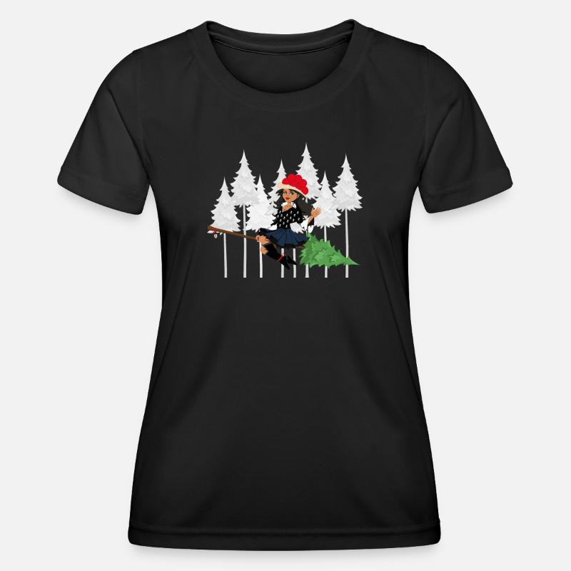 Modern Black Forest Witch Bollenhut Broom - Women's Functional T-Shirt - black