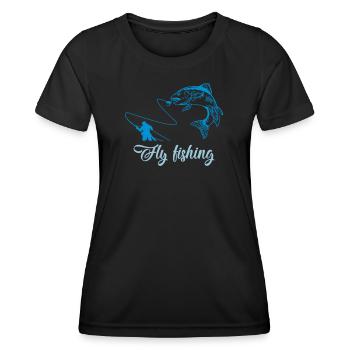 Fliegenfischen Fisch - Frauen Funktions-T-Shirt - Schwarz - Vorne - AI Model Female 172 light (172cm)