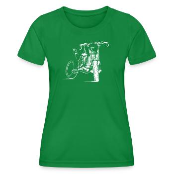 Supermoto motorcycle illustration biker custom logo - Women's Functional T-Shirt - kelly green - Front - AI Model Female 172 dark (172cm)