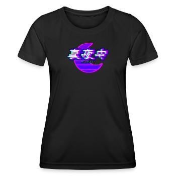 Moon Midnight Kanji Glitch - Women's Functional T-Shirt - black - Front - AI Model Female 172 light (172cm)