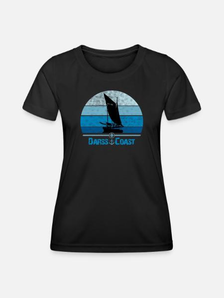 Darss Coast mit Zeesboot - Frauen Funktions-T-Shirt - Schwarz
