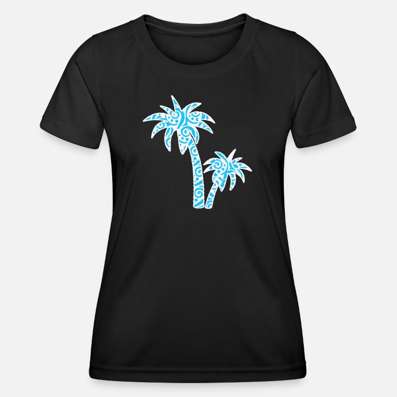 Tropic Wave Abstract Palm Design - Women's Functional T-Shirt - black