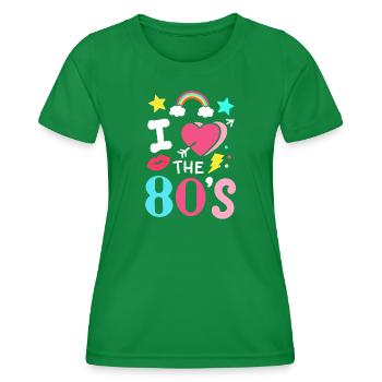 80s Eighties Party Music - Women's Functional T-Shirt - kelly green - Front - AI Model Female 172 dark (172cm)