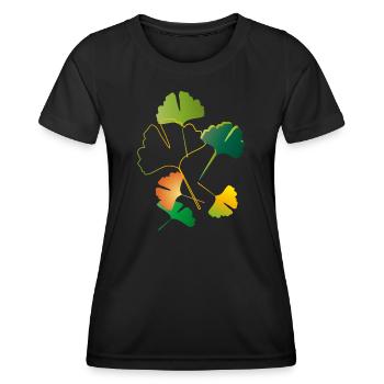 autumnal ginkgo leaves sometimes only outlines - Women's Functional T-Shirt - black - Front - AI Model Female 172 light (172cm)