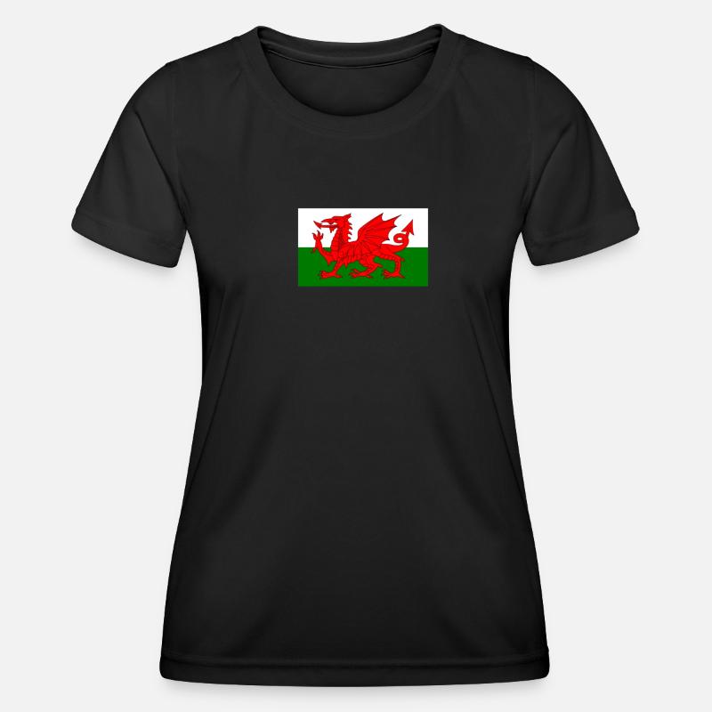 Wales flag - Women's Functional T-Shirt - black