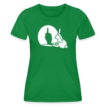 Rabbit Shadow Hand FUCK OFF Majeur - T-shirt sport Femme - vert - Devant - AI Model Female 172 dark (172cm)