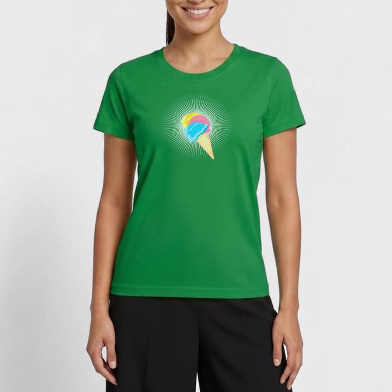 Eis Eistüte Eiskrem Softeis Waffel Strahlen Frauen Funktions-T-Shirt