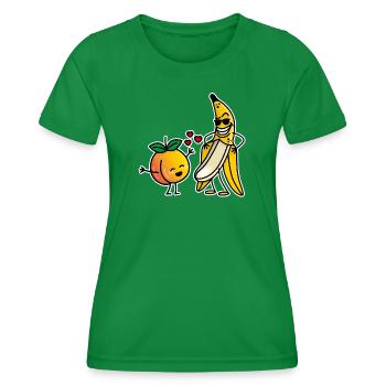 Peach banana funny couple sex valentines day - Women's Functional T-Shirt - kelly green - Front - AI Model Female 172 dark (172cm)