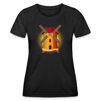 golden windmill with a shining background - Women's Functional T-Shirt - black - Front - AI Model Female 172 light (172cm)