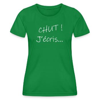 Chut ! J'écris... - T-shirt sport Femme - vert - Devant - AI Model Female 172 dark (172cm)