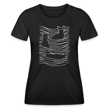 Katzen | Katzenaugen | Katze & Maus - Frauen Funktions-T-Shirt - Schwarz - Vorne - AI Model Female 172 light (172cm)