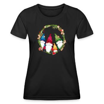 kleine Wichtel Familie im weihnachtlichen Rahmen - Frauen Funktions-T-Shirt - Schwarz - Vorne - AI Model Female 172 light (172cm)