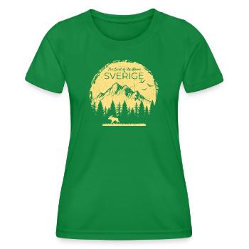 Sverige Land of the Moose Elch Design - Women's Functional T-Shirt - kelly green - Front - AI Model Female 172 dark (172cm)