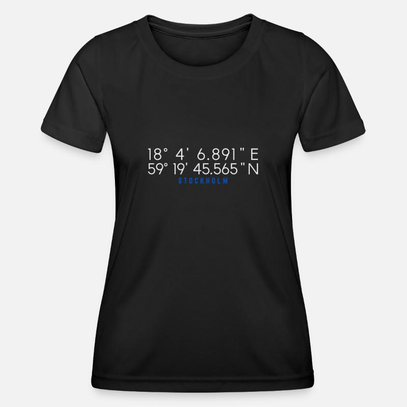 Stockholm Sweden Gps Coordinates - Women's Functional T-Shirt - black