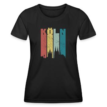 Köln Skyline Kölner Dom Vintage Retro Kölsch Köln - Frauen Funktions-T-Shirt - Schwarz - Vorne - AI Model Female 172 light (172cm)