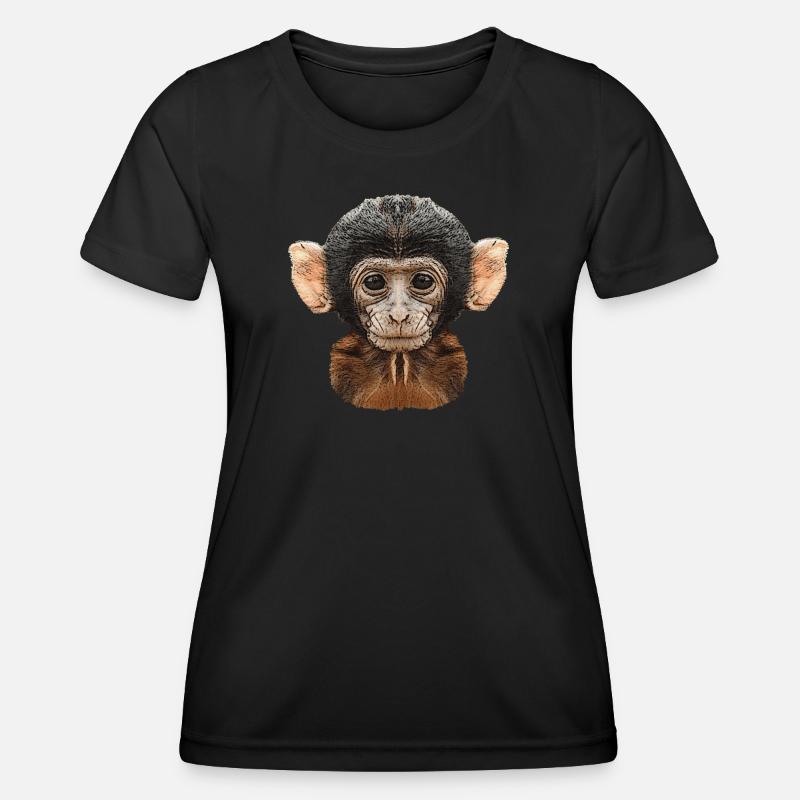 best wildlife designs, baby monkey canvas pattern - Women's Functional T-Shirt - black