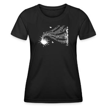 Schwebende Partitur-Sinfonie - Frauen Funktions-T-Shirt - Schwarz - Vorne - AI Model Female 172 light (172cm)