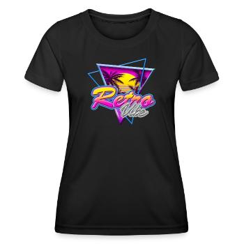 Retro Vibe - Nostalgie Neon Vapor Wave Palm Sunset - T-shirt sport Femme - noir - Devant - AI Model Female 172 light (172cm)