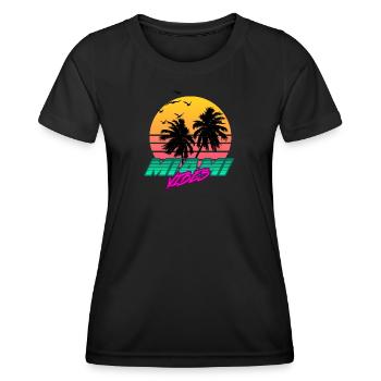 Miami Palm Trees - Frauen Funktions-T-Shirt - Schwarz - Vorne - AI Model Female 172 light (172cm)