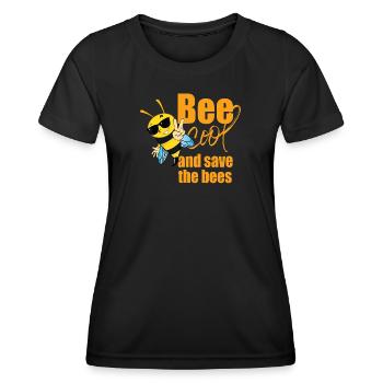 Bee Cool Save the Bees: Bienenökologie-Humor - Frauen Funktions-T-Shirt - Schwarz - Vorne - AI Model Female 172 light (172cm)