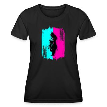 Samurai Silhouette Japan Krieger Schwarz Kunst - Frauen Funktions-T-Shirt - Schwarz - Vorne - AI Model Female 172 light (172cm)