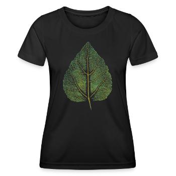 Lindenblatt - Impression d’art / FEUILLE - Forêt Nature - T-shirt sport Femme - noir - Devant - AI Model Female 172 light (172cm)