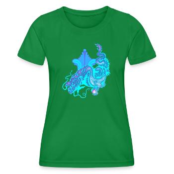 Dragon chinois bleu vif - T-shirt sport Femme - vert - Devant - AI Model Female 172 dark (172cm)