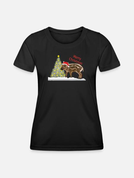 Fröhliche Weihnachten, Freddy Frischling - Frauen Funktions-T-Shirt - Schwarz