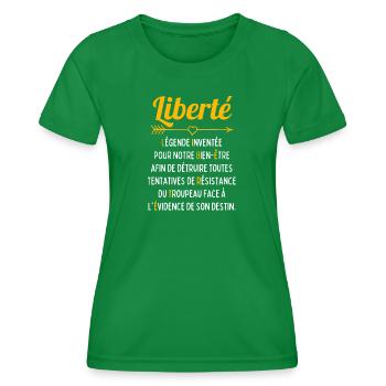 Liberté : Légende Inventée pour notre Bien Être.. - T-shirt sport Femme - vert - Devant - AI Model Female 172 dark (172cm)