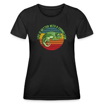 Life’s Better with a Chameleon - Women's Functional T-Shirt - black - Front - AI Model Female 172 light (172cm)